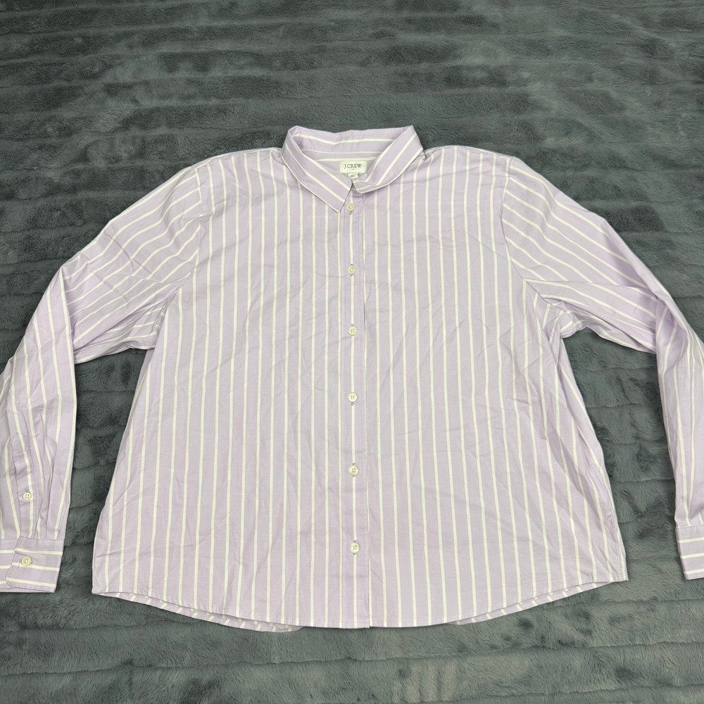 J.Crew Womens Lavender White Striped Button Down Shirt XL CC814